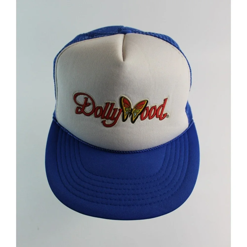 Vintage DOLLYWOOD Trucker Hat Adjustable Snapback Blue White Mesh 80's 90's - Picture 5 of 8